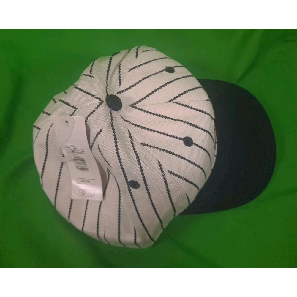 New York White Navy Striped Baseball Cap OSFM Strapback Unbranded Adjustable NWT